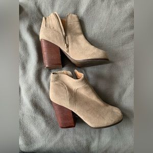 Suede Wooden Heel Booties